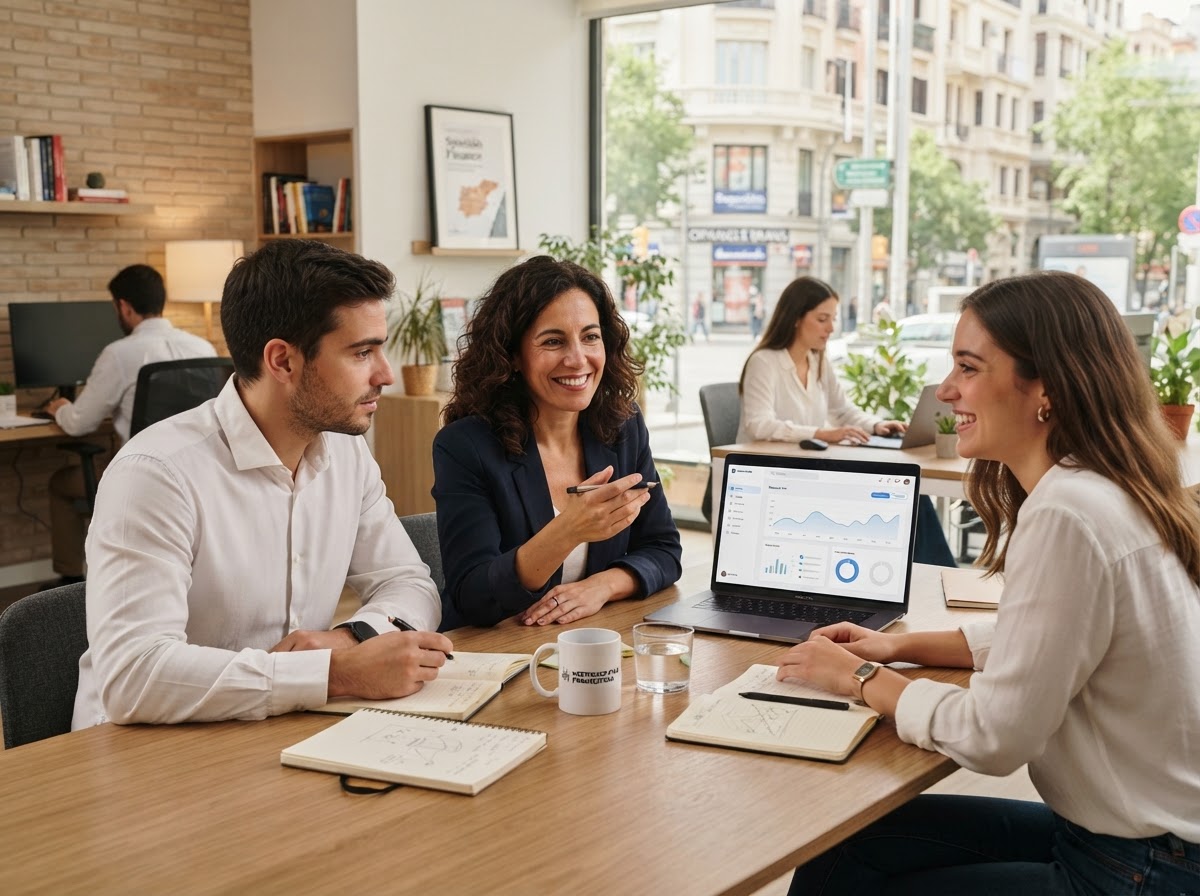 Herramientas Financieras equipo analizando paneles de datos financieros en una oficina